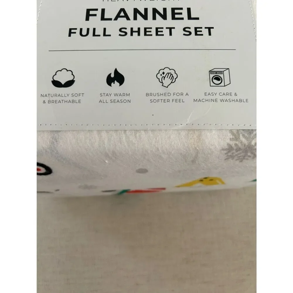 100% Cotton Flannel Sheet Set - Great Bay Home (Full,Christmas Toy Trucks),  NWT